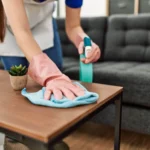 Vetted professionals executing a cleaning checklist for a standard home cleaning service in a Gibraltar apartment.